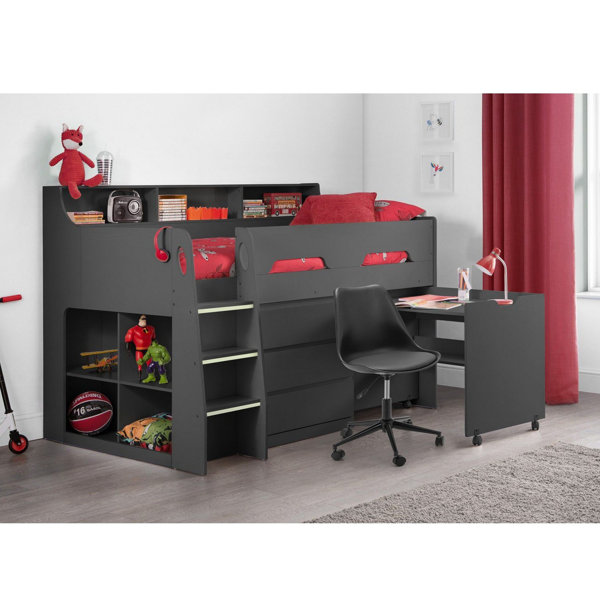 Mack + Milo Binne Single (3') Bed Frame Loft Bed with BuiltinDesk by